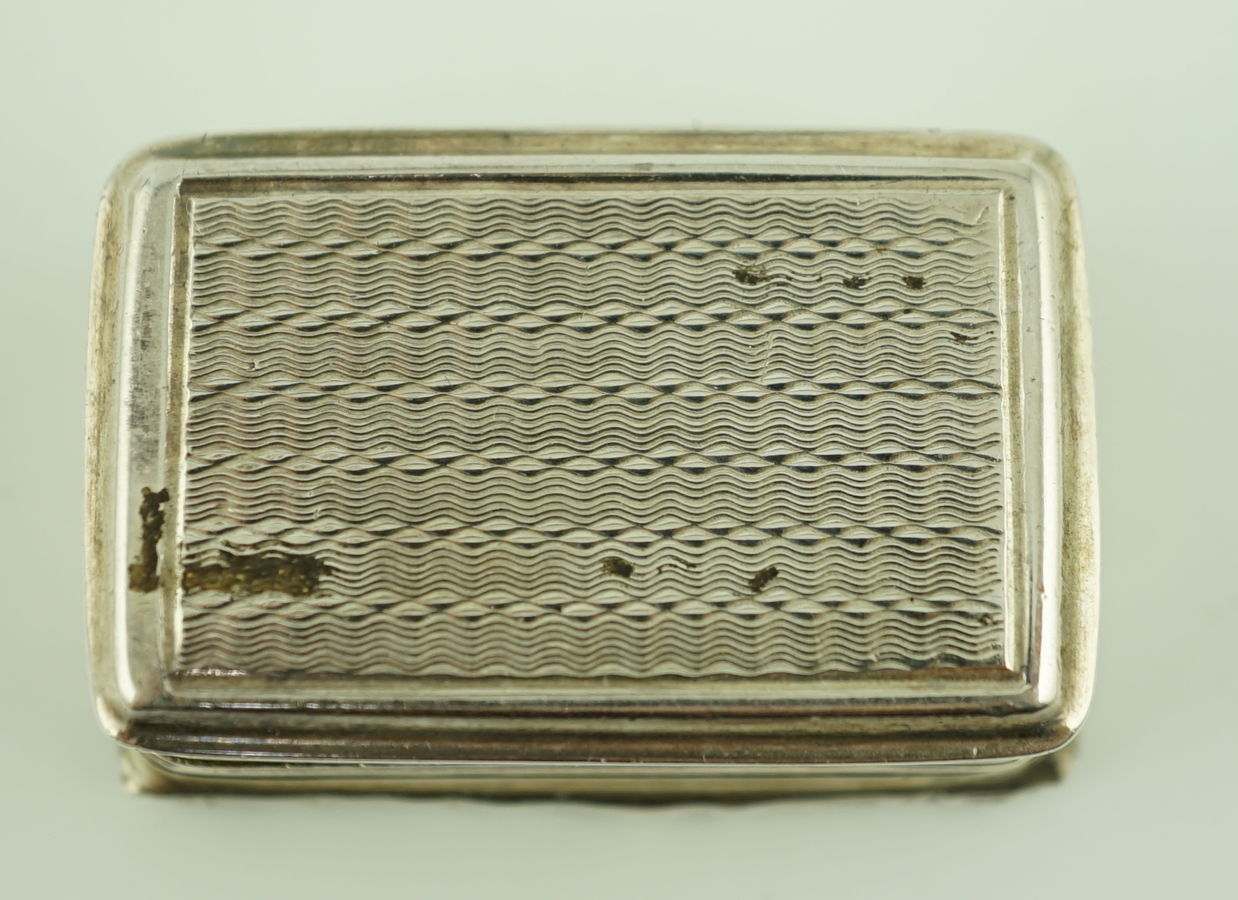 A George IV engine turned silver rectangular vinaigrette, Thomas & William Simpson